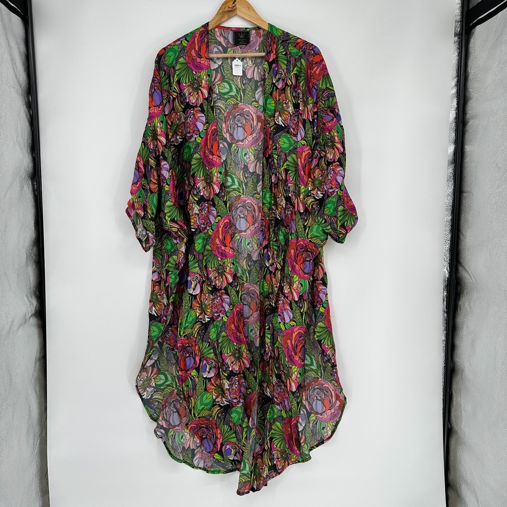 Winton Waits One Size beach cover up colorful Foral All over print Womens